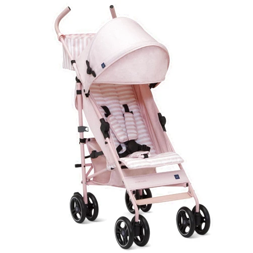 Delta Children babyGap Classic Stroller - Lightweight Stroller with Recline, Compact Fold & Removable Parent Organizer - Made with Sustainable Materials, Pink Stripes