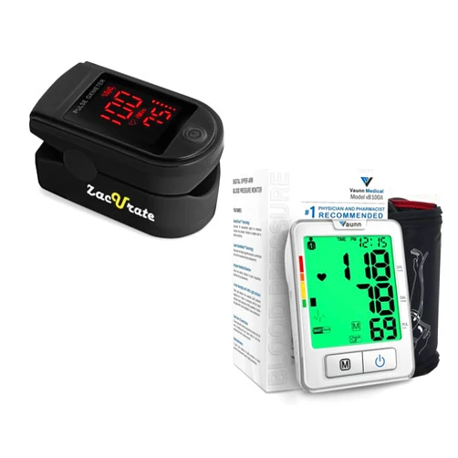 Zacurate Pro Series 500DL Fingertip Pulse Oximeter and Vaunn Blood Pressure Monitor Machine Bundle