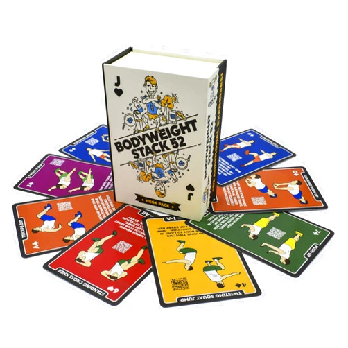 Stack 52 Bodyweight Exercise Cards: Workout Playing Card Game. Designed by a Military Fitness Expert. Video Instructions Included. No Equipment Needed. Burn Fat Build Muscle.