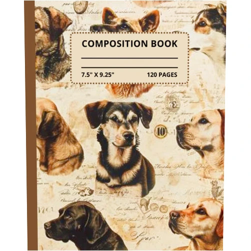 Delmera Publishing Vintage Dogs Composition Notebook: College Ruled, 120 pages, 7.5