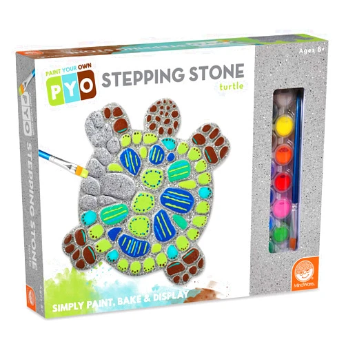 MindWare Paint Your Own Stepping Stone: Turtle - Paint Your Own Stepping Stones for Kids Craft Kit Includes Paint, Brushes and Instructions