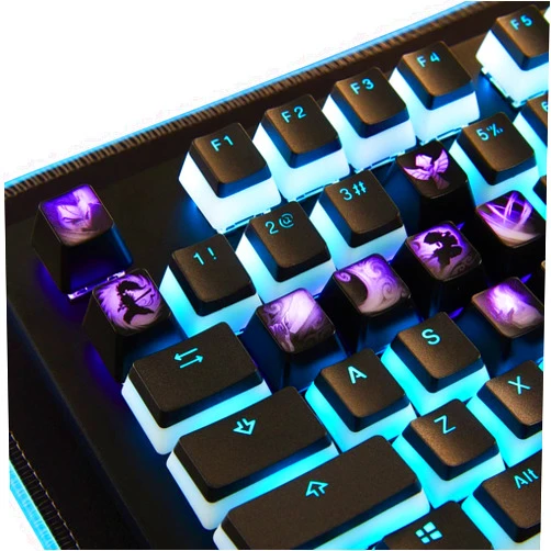 KeycapBro League of Legends Custom Keycaps (Champion Lulu) - Laser Engraved with Each Champion's Portrait, Passive, and Skills. Fit with Any Mechanical Keyboard. League of Legends Gift for Gamers