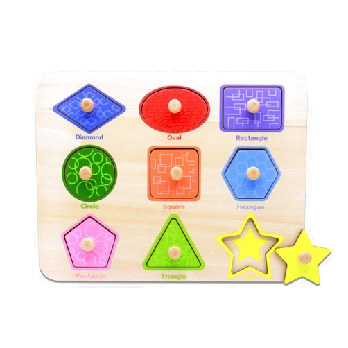 Aile Toddler Wooden Preschool Learning Shape Peg Puzzle Board Toys