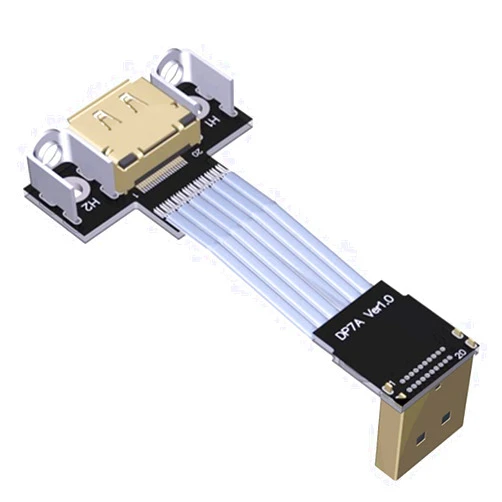 JMT DP Extension Cable DP1.4 Corner to FPC Extender Compatible with Displayport GPU Video Card HDR/DSC Signal Transmission (30cm,P7A-P8T-BL)