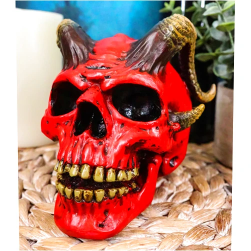 Ebros Gift Ebros Day of The Dead El Diablo Horned Devil Skull Figurine Hell Spawned Imp Demon Skull Statue 5