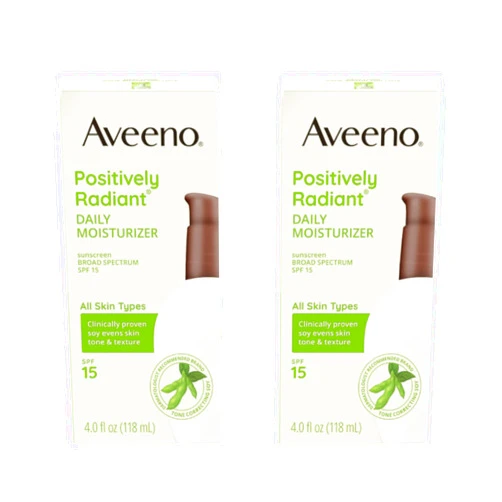 Aveeno Positively Radiant Skin Daily Moisturizer SPF 15, 4 Ounce (Pack of 2)