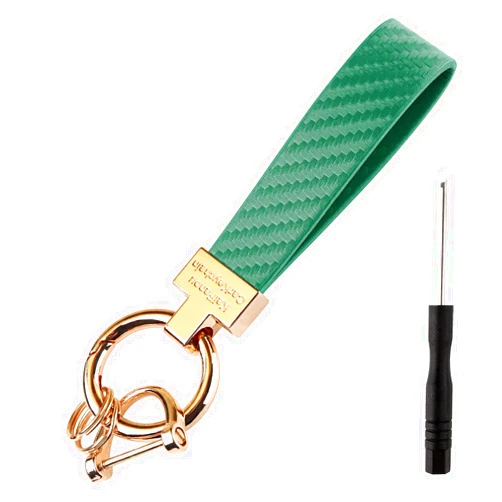 Turcee Carbon Fiber Car Keychain,Automotive Interior Accessories Keychains Leather Car Key Fob &Anti-Lost D-Ring