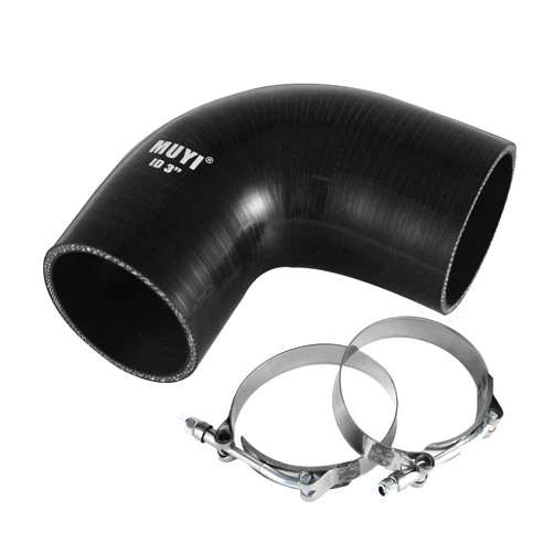 MUYI 90 Degree Hose Elbow Silicone Pipe Kit, 4-Ply Turbo/Intercooler/Intake Piping with 2PCS T-Bolt Clamps High Performance Coupler (ID 3.0