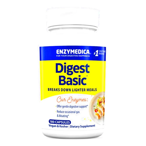 Enzymedica Digest Basic, Digestive Enzymes for Sensitive Stomachs, Offers Fast-Acting Gas & Bloating Relief, 180 Count