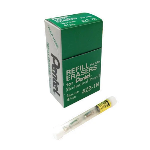 Pentel Refill Eraser for Mechanical Pencils, White, 12 Tubes, 4 Erasers Per Tube (Z2-1N)