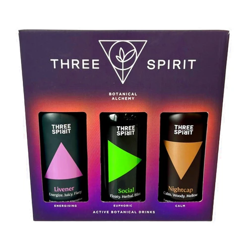 Three Spirit Non-Alcoholic Alternative Spirits - Starter Gift Set | Choose Your Mood For Every Occasion | With Adaptogens & Nootropics | Livener, Elixir & Nightcap | Award Winning Gluten Free & Vegan