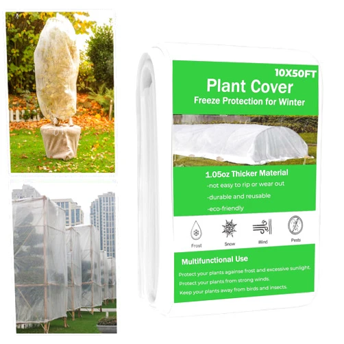 Cookmaster 10x50FT Plant Covers Freeze Protection, Garden Floating Row Covers for Raised Beds/Vegetables Insect/Winter Frost,Frost Cloth Plant Freeze Protection (White, 1.05oz/yd²)