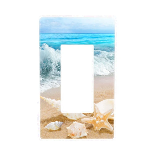 Byondbly Wall Plate Single Rocker Switch/Wall Plate,Light Switch Cover Single Gang Rocker Wall Plate,Single Toggle Decorative Wallplate Switch Plate Covers Beach Painting, b-Single Rocker
