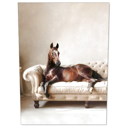 Heltrappe Funny Animal Horse Poster Fashion Western Equine Wall Art Elegant Horse Lounging On Sofa Canvas Prints for Rustic Farmhouse Wall Decor 12x16 inch Unframed