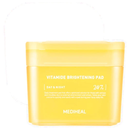 Mediheal Vitamide Brightening Pad - Vegan Face Hypoallergenic Pads with Niacinamide, Sea Buckthorn - Radiance Boosting Pads for Clear, Illuminating Skin 100 Pads