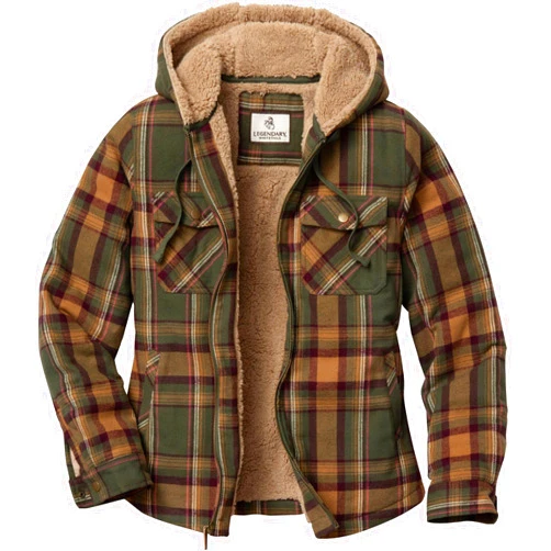 Legendary Whitetails Women's Hooded Shacket With Drawstring Hood Berber Lined Shirt Jacket