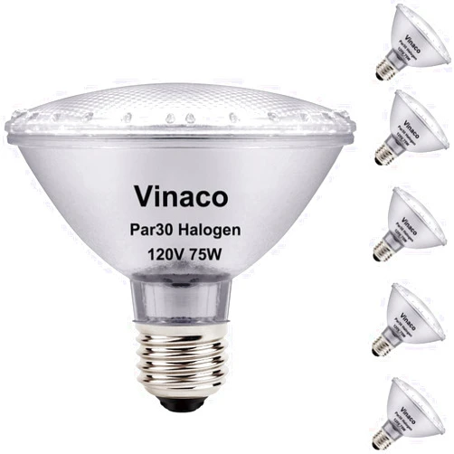 Vinaco PAR30 Short Neck 75W, 6 Pack High Output PAR30 Halogen Flood Light Warm White 2800K, PAR30 Dimmable, Long Lasting PAR30 Flood Light Bulb 120V with E26 Base for Indoor/Outdoor
