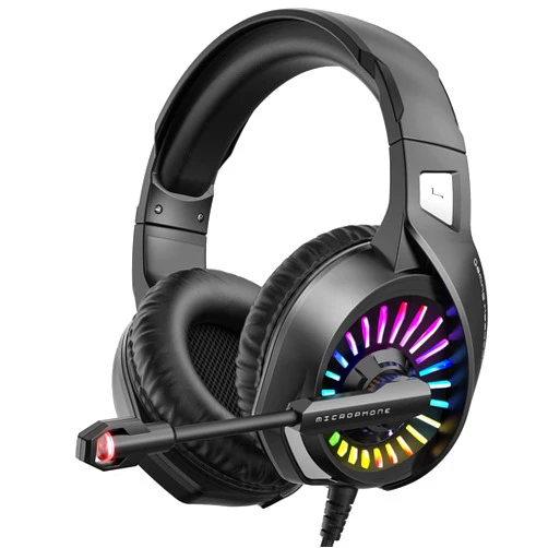 ZIUMIER Gaming Headset with Microphone, Compatible with PS4 PS5 Xbox One PC Laptop, Over-Ear Headphones with LED RGB Light, Noise Canceling Mic, 7.1 Stereo Surround Sound