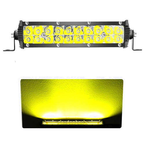 SAN YOUNG Amber LED Light Bar Slim, 7Inch 12V-60V Offroad Driving Light Bar for Trucks 60W 6000lm Combo Beam, Waterproof Ultra Slim LED Off Road Lightbar for ATV UTV RV Mower Golf Cart Boat