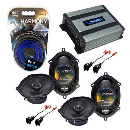 Harmony Audio Compatible with Ford F-250/350/450 2013-2016 OEM Speaker Replacement Bundle (2) HA-R68 & HA-A400.4 Amp