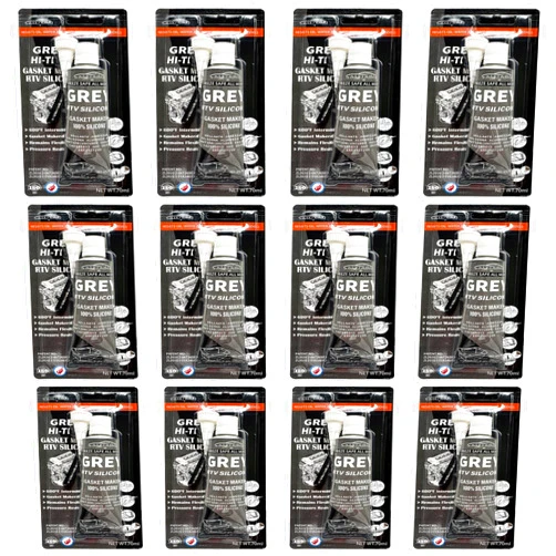 LIIZOUSUDA 12Pack Silicone Gasket Maker - Grey Rigid High-Torque RTV Silicone Gasket Maker - Oil Resistance RTV Silicone Gasket Maker Manifold Header for Automotive Motorbike Machine Equipment Repairing