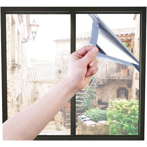 Cloudot Sun Blocking Privacy Window Film Anti Peeping Anti UV One Way Reflective Heat Insulation Adhesive Free Static Film for Home Office23.6 Inch*6.5 Feet(60cm*2m), Silver