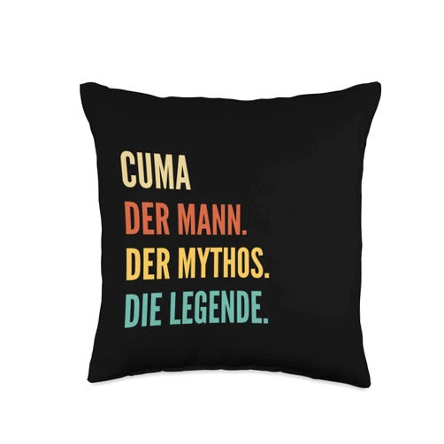 Lustige Vornamen-Designs für Männer Funny German First Name Design-Cuma Throw Pillow, 16x16, Multicolor