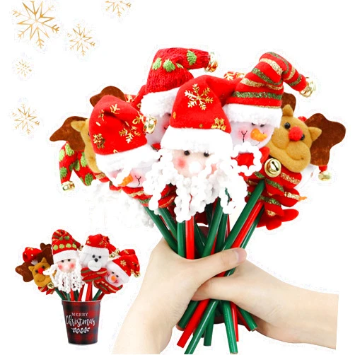 Hladce Christmas Pencils Bulk Christmas Pencils For Kids Christmas Gifts For Students With Novelty Snowman Elk Old Man Plush Pencil (36)