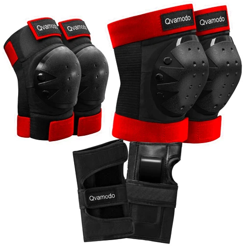 Qvamodo Knee and Elbow Pads for Kids,Elbow and Knee Pads Adult for Roller Skating,30LBS~200LBS 6 in 1 Protective Gear Set, for Skateboarding Inline Cycling Biking BMX Bicycle Scooter, Size M