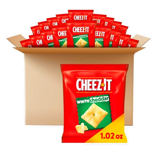 Cheez-It Cheese Crackers, Baked Snack Crackers, Lunch Snacks, White Cheddar (40 Packs)