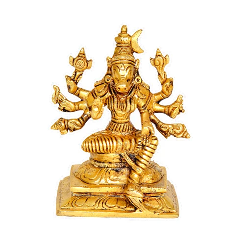 Dattatreya Brass Goddess Varahi Idol Figurine Eight Armed Sculpture Showpiece Home Temple Office Gift Item Golden Height 4.2 Inches