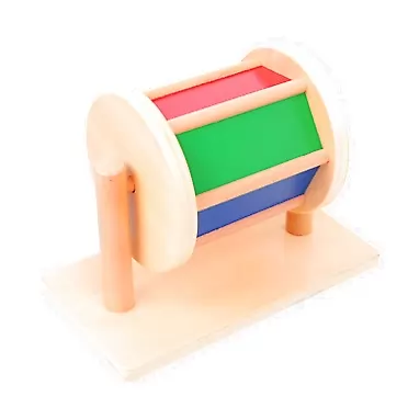 Imu kids Montessori Toys for Babies 0-6-12 Months, Spinning Rainbow Drum, Wooden Baby Toy with 1 Mirror 1 Bell for Infant, Best Baby Gift Idea