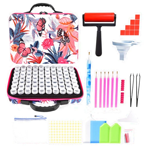 AYIYUN 70 Slots Diamond Painting Storage Containers, 5d Diamond Art Accessories and Tools, Diamond Painting Accessories Kit DIY Art Craft Jewelry Beads Rhinestones Organizer Box(Pink)