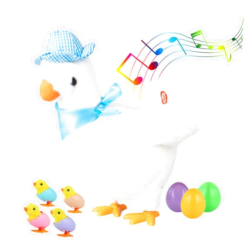 Hbbhml Plush Electric Stuffed Laying Egg Chicken Toy Doll with Sound Music Easter for Boys Girls