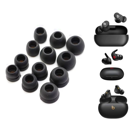 Zotech Replacement Eartips for Beats Earphones, 12 Pcs, Black (Beats Solo Buds/Studio Buds+/Fit Pro)