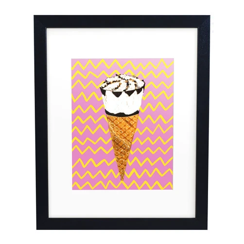Trademark Fine Art Framed Wall Art - Alice Straker 'Cornetto Pink' Wall Decor with Matted Frame