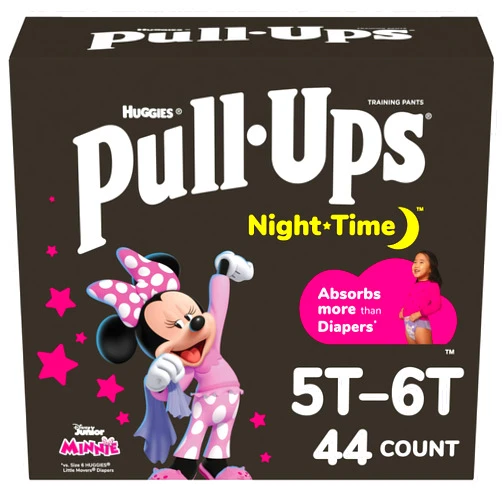 Pull-Ups Girls' Night-Time Potty Training Pants, Size 5T-6T Overnight Training Underwear (46-60 lbs), 44 Ct