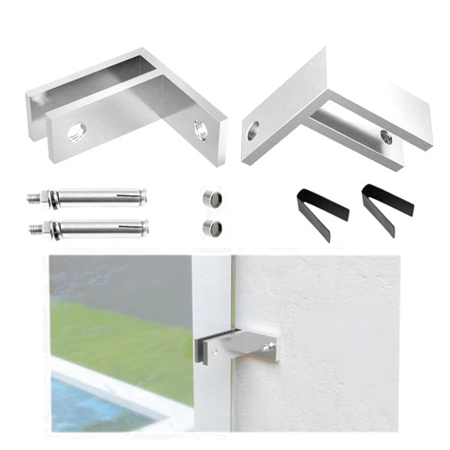 Muzata 2Pack Brushed 90 Degrees Glass Clamp for Glass Thickness 10mm-12mm Stainless Steel Glass Clip Glass Railing Clamp Heavy Duty Home Garden Stair, GA09