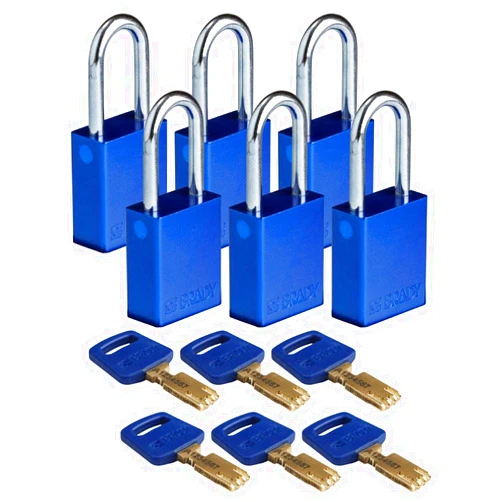 Brady SafeKey Lockout Padlock - Aluminum - Blue - 1.5