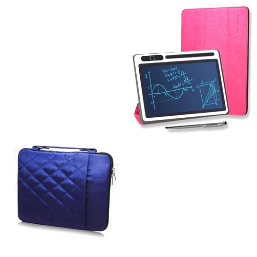 BoxWave Case Compatible with FVEREY LCD Writing Tablet (10 in) - Quilted Carrying Bag, Soft Synthetic Leather Cover w/Diamond Design - Navy
