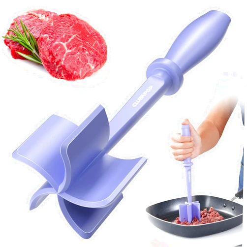 CLUEAPOP Meat Chopper, Hamburger Chopper, Premium Heat Resistant Masher and Smasher for Hamburger Meat, Ground Beef, Ground Turkey and More, Nylon Ground Beef Chopper Tool and Meat Fork, Mix Chopper
