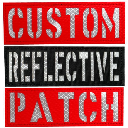 JUJUPUPS Custom Reflective Patch Laser Cut Patch for Vest Harness Or Collar Customizable Text Personalized Patches with Hook Loop Fastener (Text in 1 Line)