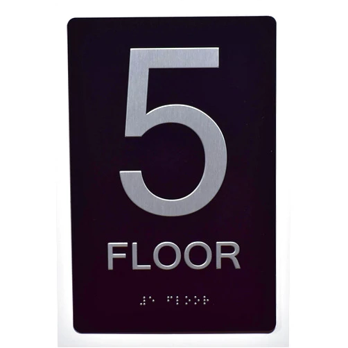CAADASigns.com FLOOR NUMBER SIGN -5TH FLOOR SIGN(Aluminium, Black/Silver,size 6x9) The sensation line
