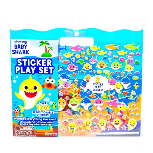 Baby Shark Horizon Group USA Baby Shark Sticker Play Set - 100 Reusable Puffy Stickers – Baby Shark Sticker Bundle for Kids Ages 3 and Up