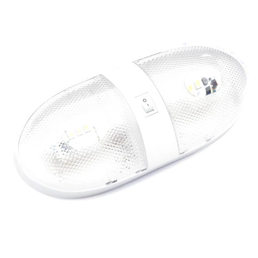 Lumitronics RV 12V Double LED Ceiling Dome Light - On/Off Switch - Removable Lenses