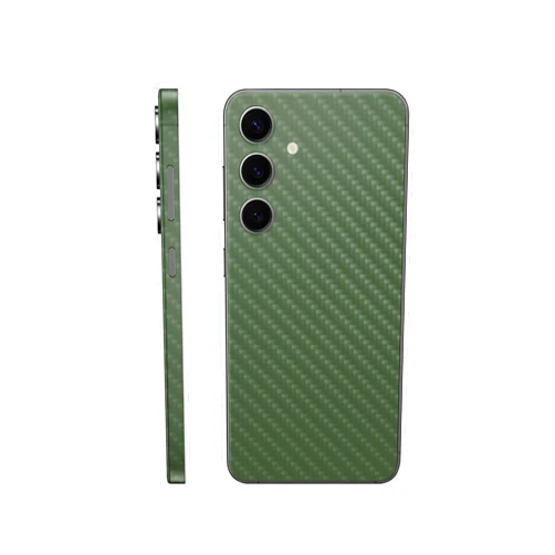MIGHTY SKINS Carbon Fiber Phone Skin Compatible with Samsung Galaxy S24 - Solid Olive - Premium 3M Vinyl Protective Wrap Decal Cover - Easy to Apply | Crafted in The USA by MightySkins