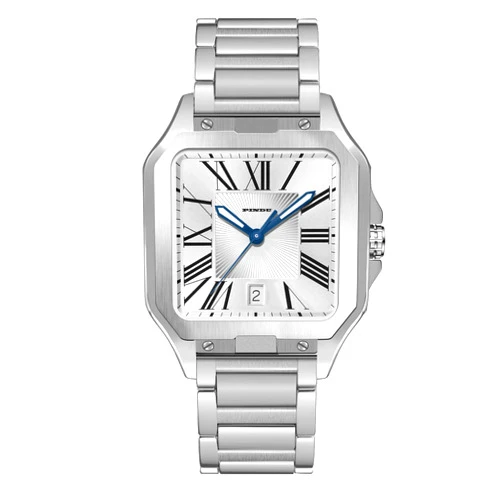 PINDU Automatic Watches for Men, Tank Business Dress Watch Square Mechanical Watch Mens Watches Simple and Easy to Read