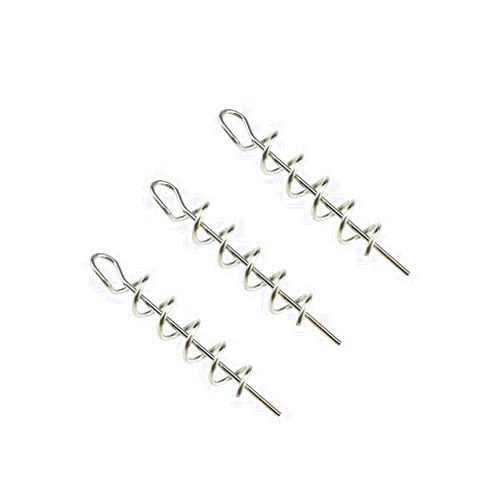 Binzzo Centering Pin Spring Twist Lock Fishing Screw Worm Hook Crank Grub Rig Fixed Bait Run Straight Self Align Long Enough Secure Not Off Center Stainless Steel for Soft Lure