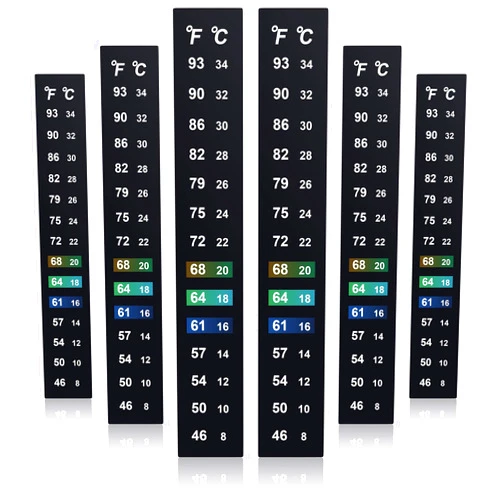 Zonon 24 Pieces Stick on Thermometer Strip for Brewing Fermenting Temperature Sticker Decal Crystal Adhesive 46-93 °f (8-34 °c) Digital Display Sticker for Wine Beer Aquariums