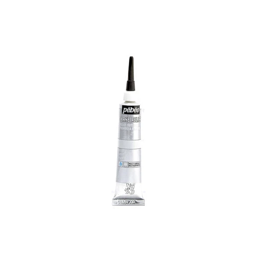 Pebeo Vitrail, Cerne Relief Dimensional Paint, 20 ml Tube with Nozzle - Silver, 0.68 Fl Oz (Pack of 1)
